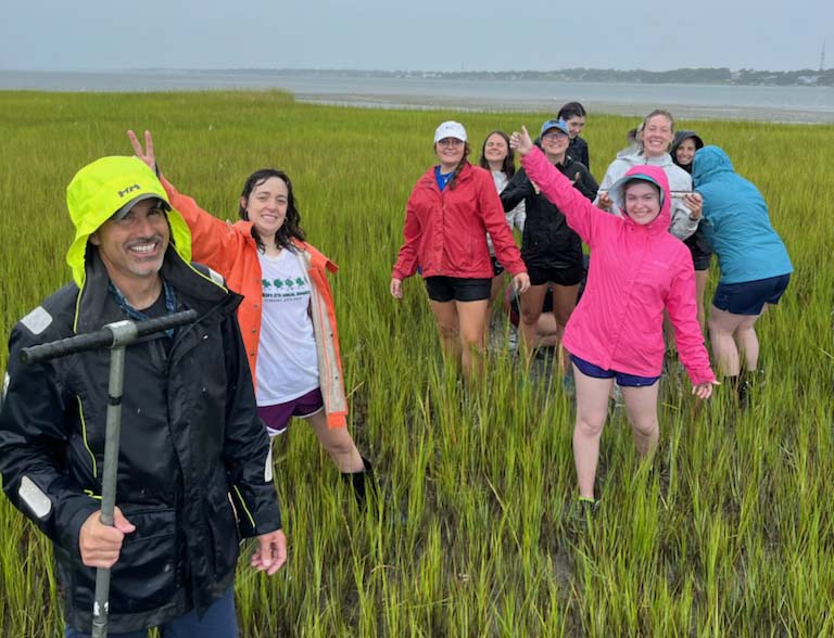 Students in the marsh.