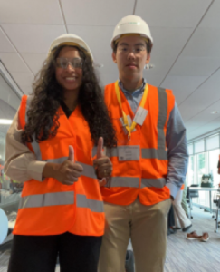 Sanjana and JJ getting ready to tour Siemens Gamesa with PPE!