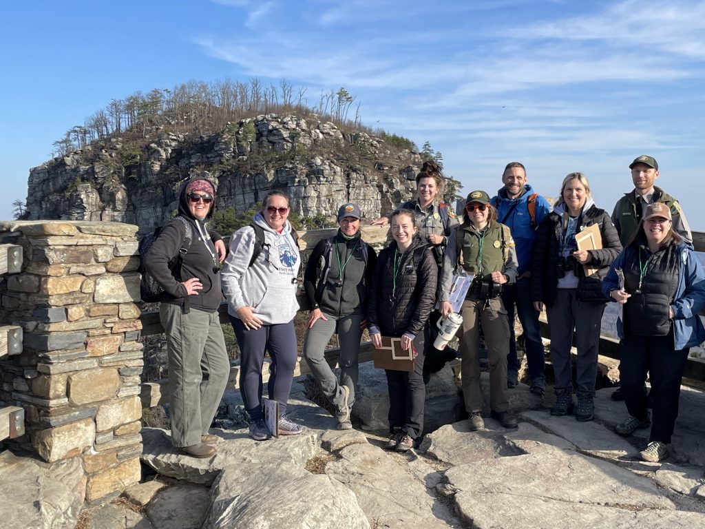 a group of teachers and park rangers at Pilot Mountain State Park