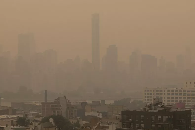 air pollution over a city.