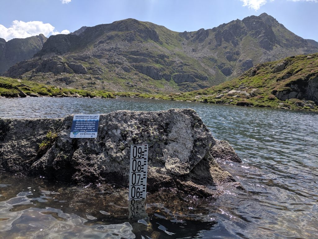 Lake gauge in the Pyrenees Mountains, France.